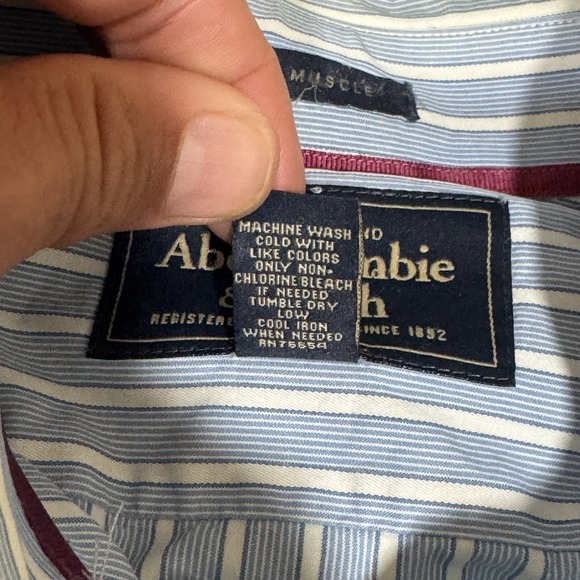 Abercrombie And Fitch Mens Blue Striped Long Sleeve Button Down Shirt Size L - Picture 4 of 11